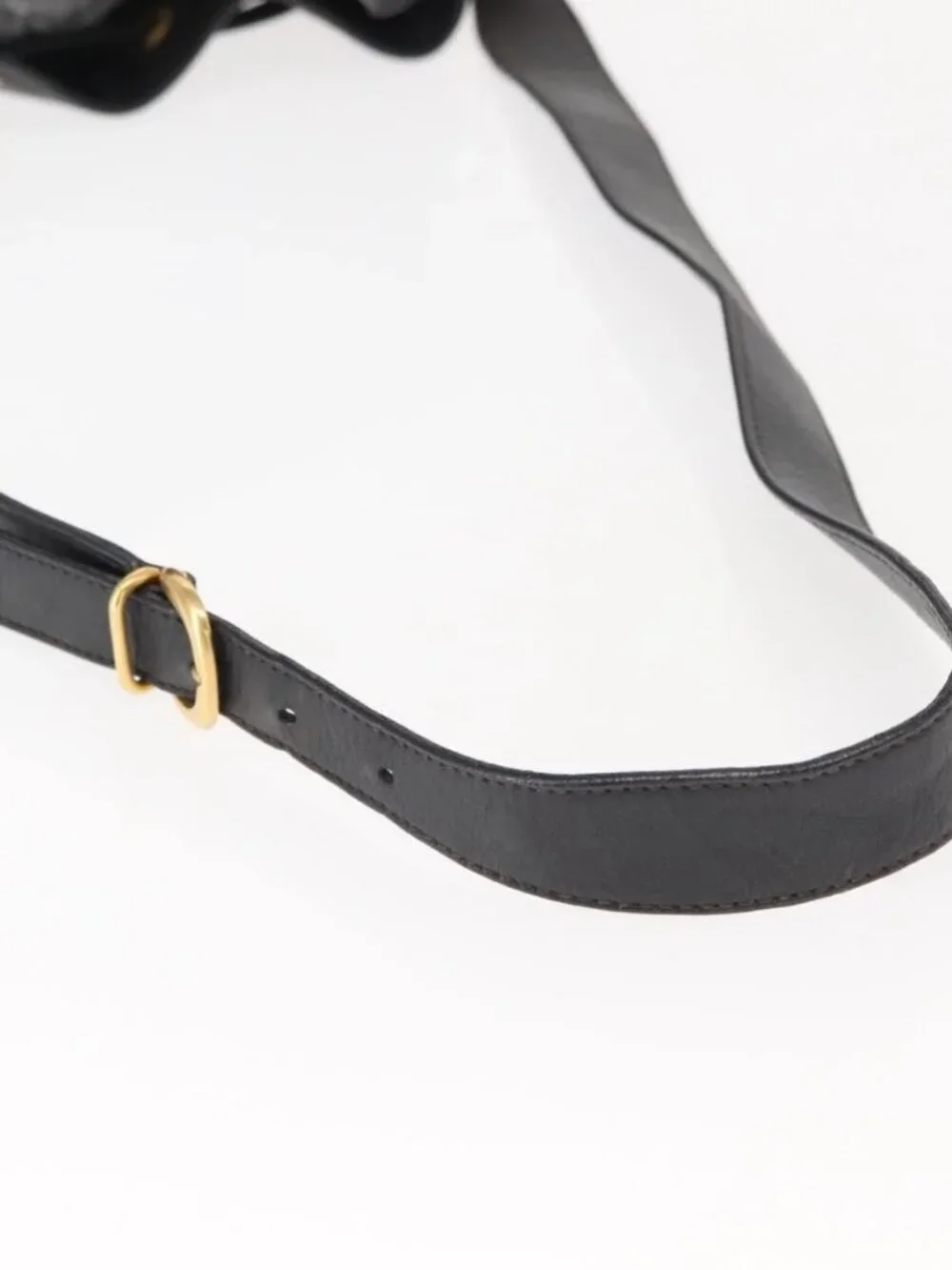 Authentic GUCCI Shoulder Bag Leather Black Gold - Picture 14 of 16